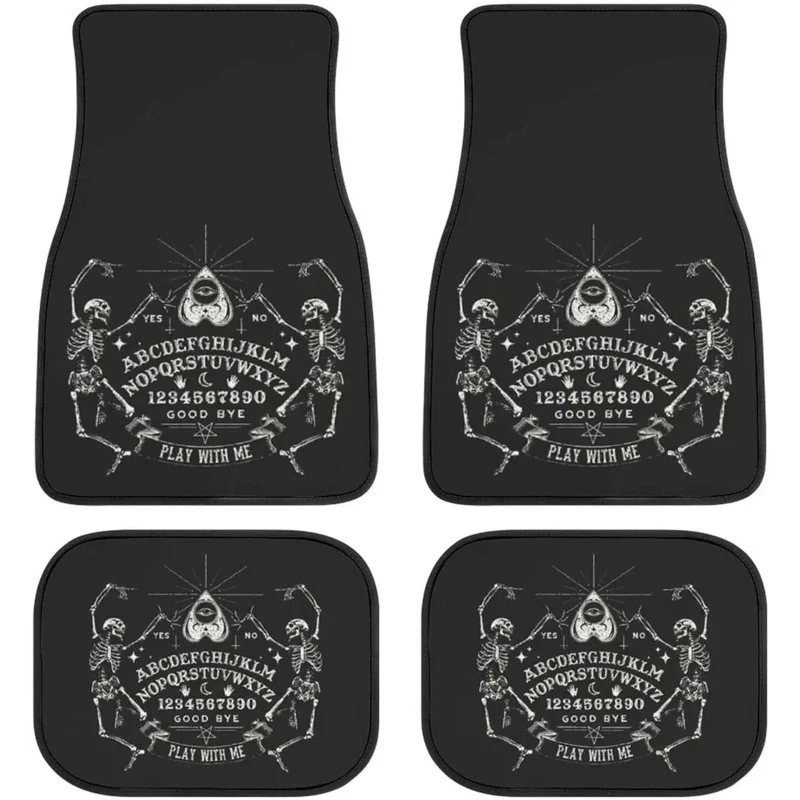 

Vintage Skeleton Magic Ouija Black Pattern Car Floor Mats 4-Piece Front & Rear Protection Set Carpet Universal Most Car