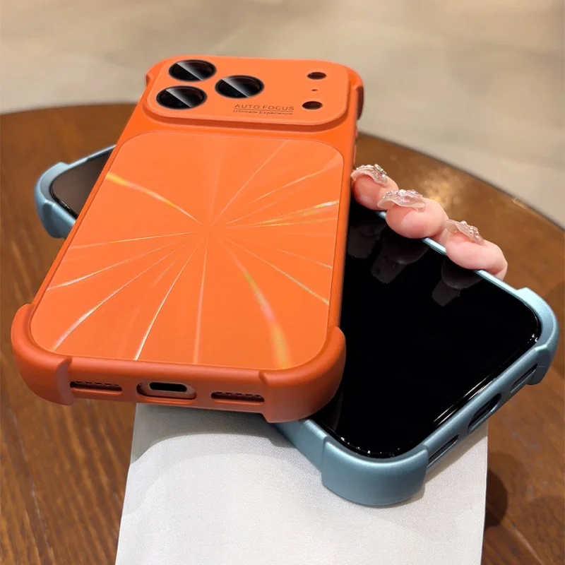 Bumper Shockproof Soft Silicone Case with Laser Aurora Glass Lens Protection and Touch Buttons Cover
