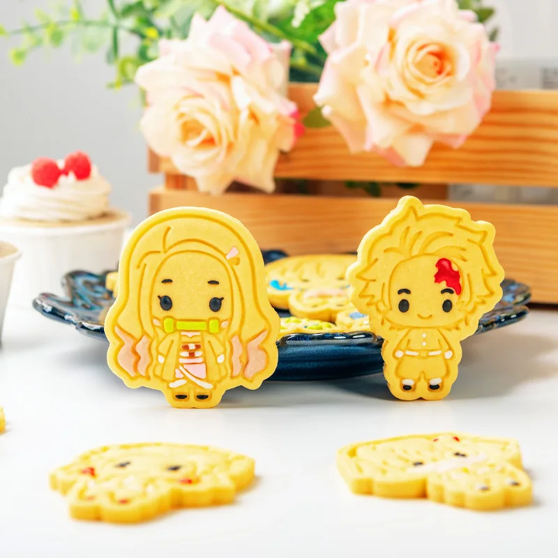 Cartoon Anime Blade of Ghost Cookie Cutter Demon Slayer Press Biscuit Mold 3D DIY Embossing Press Mold Fondant Pastry Bake Forms