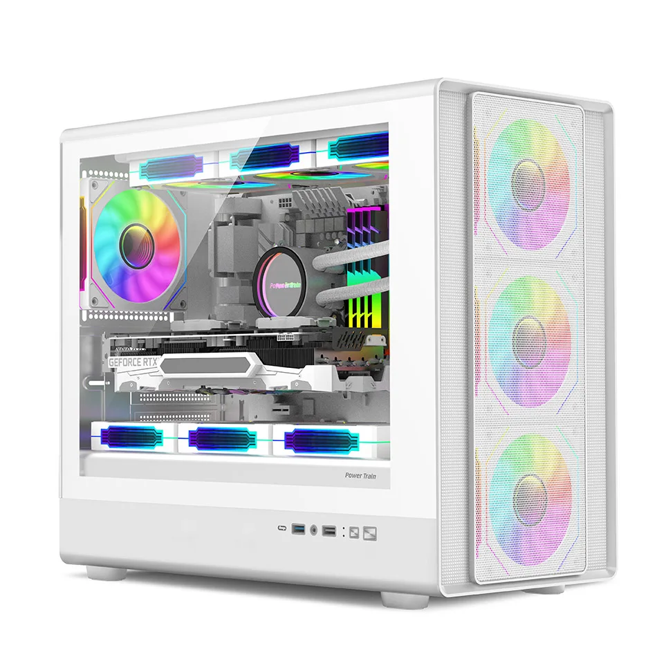 Power Train N1 MATX Desktop Case Vertical Glass Side Transparent Host Shell Support 360 Water-Cooled 420MM Graphics Card pc case,pc chassis