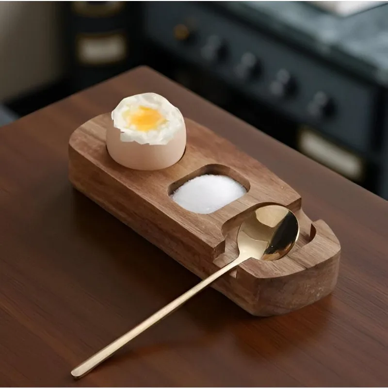 Handmade Natural Wood Egg Tray and Cup Holder Eco-Friendly Kitchen Organizer for Egg Storage and Display Creative Simple Design