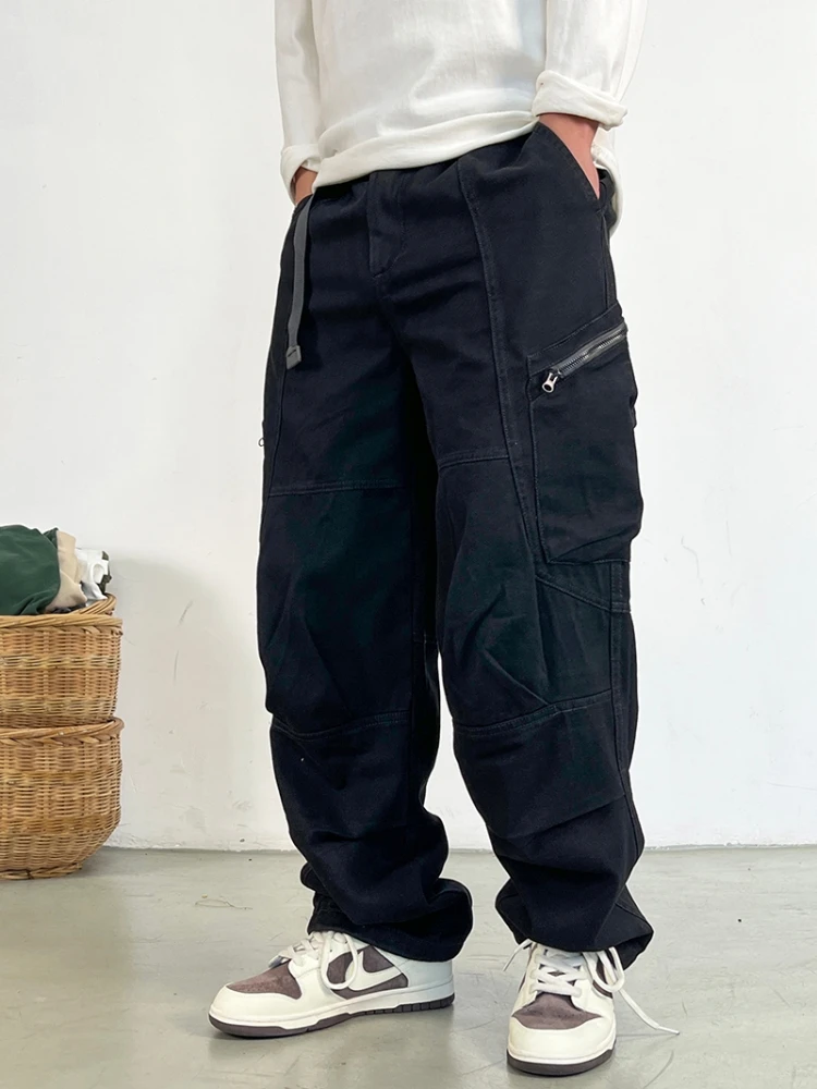 Japanese Streetwear High Quality Long Staple Cotton Twill Cargo Pants Men Harajuku Plus Size Casual Work Pants Baggy Trousers 3