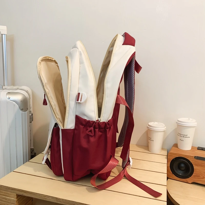 Fashion waterproof nylon women Backpack Girl travel High capacity Mochila student men black and white patchwork color laptop bag