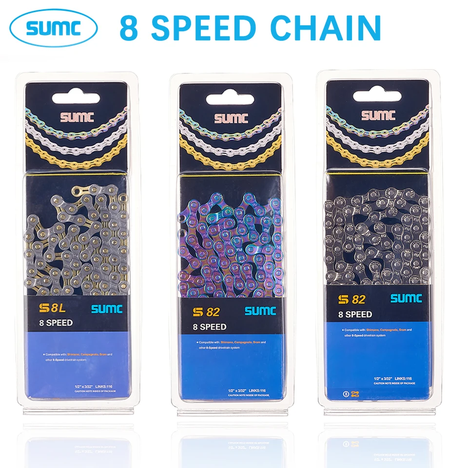 Catena Per Bici 6/7/8 Velocità - 116 Maglie In Acciaio Carbonio, Compatibile Shimano/SRAM - Foto 11