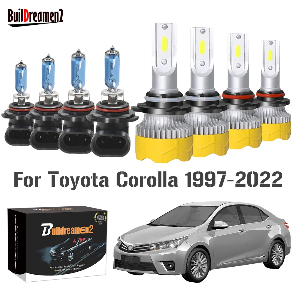 

4 X Car Front Headlight Low High Beam For Toyota Corolla 1997-2022 LED Halogen Bulb Head Light 12V Accessories