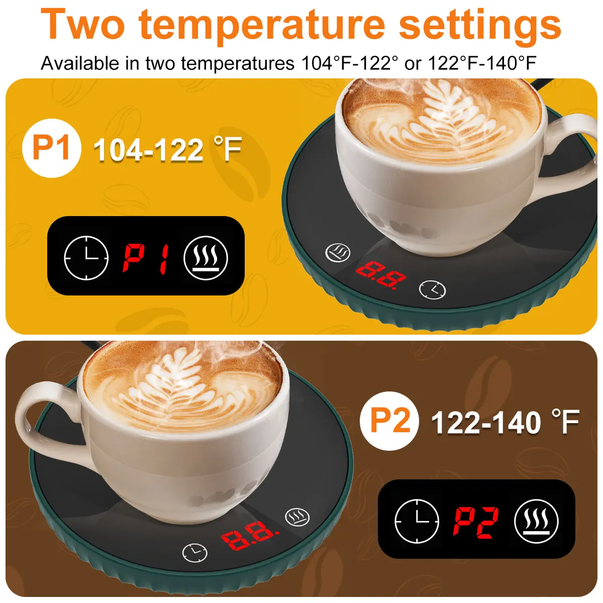 Auto Shut Off Coffee Mug Warmer 2-Temp Settings Smart Electric Beverage Warmer for Ceramic Cup Coffee, Tea Warmer for Desk