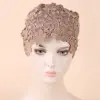 High Quality Lace Embroidery Turban Hat Headcover Floral Islamic Headwrap Headscarf Bonnet Summer Party Hijab Cap Women Headwear 2
