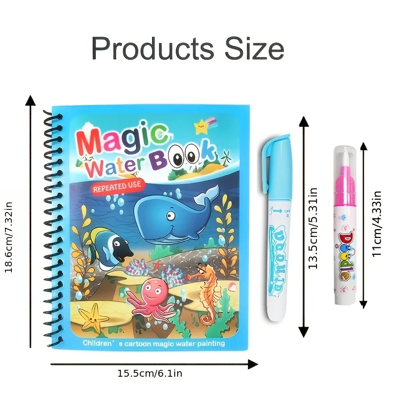 1Pc Montessori Magical Book Water Drawing Toys With Pen Reusable Coloring Book Drawing Book Early Education Toys Kids Gift