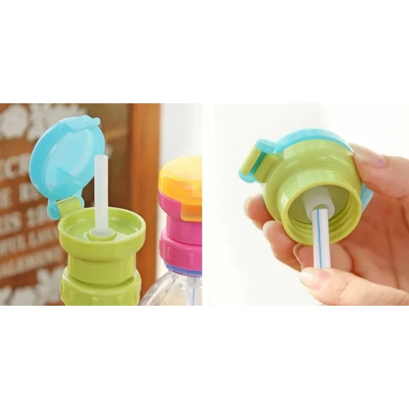 Children's portable spill proof bottle drinks straw cover children drinking protection tool