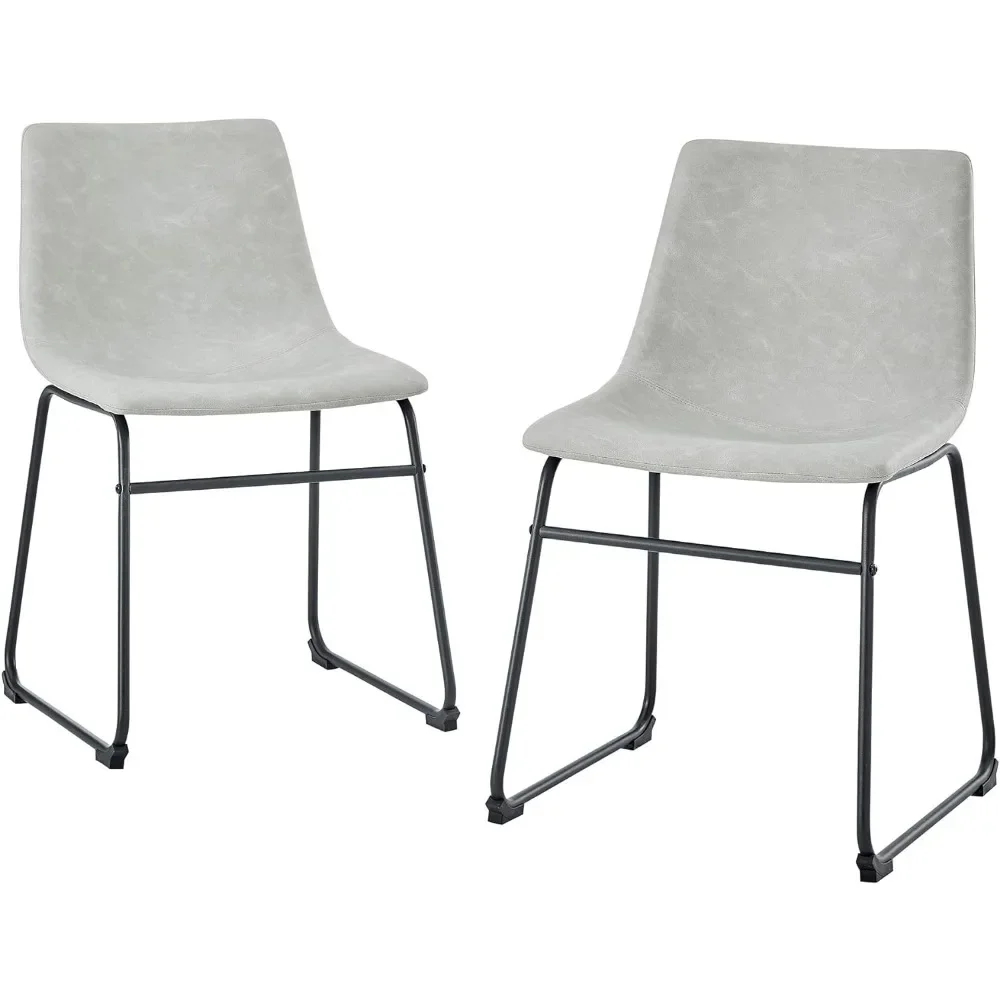 

Douglas Urban Industrial Faux Leather Armless Dining Chairs Living Room Chairs Set of 2 Grey Freight Free Furniture Home
