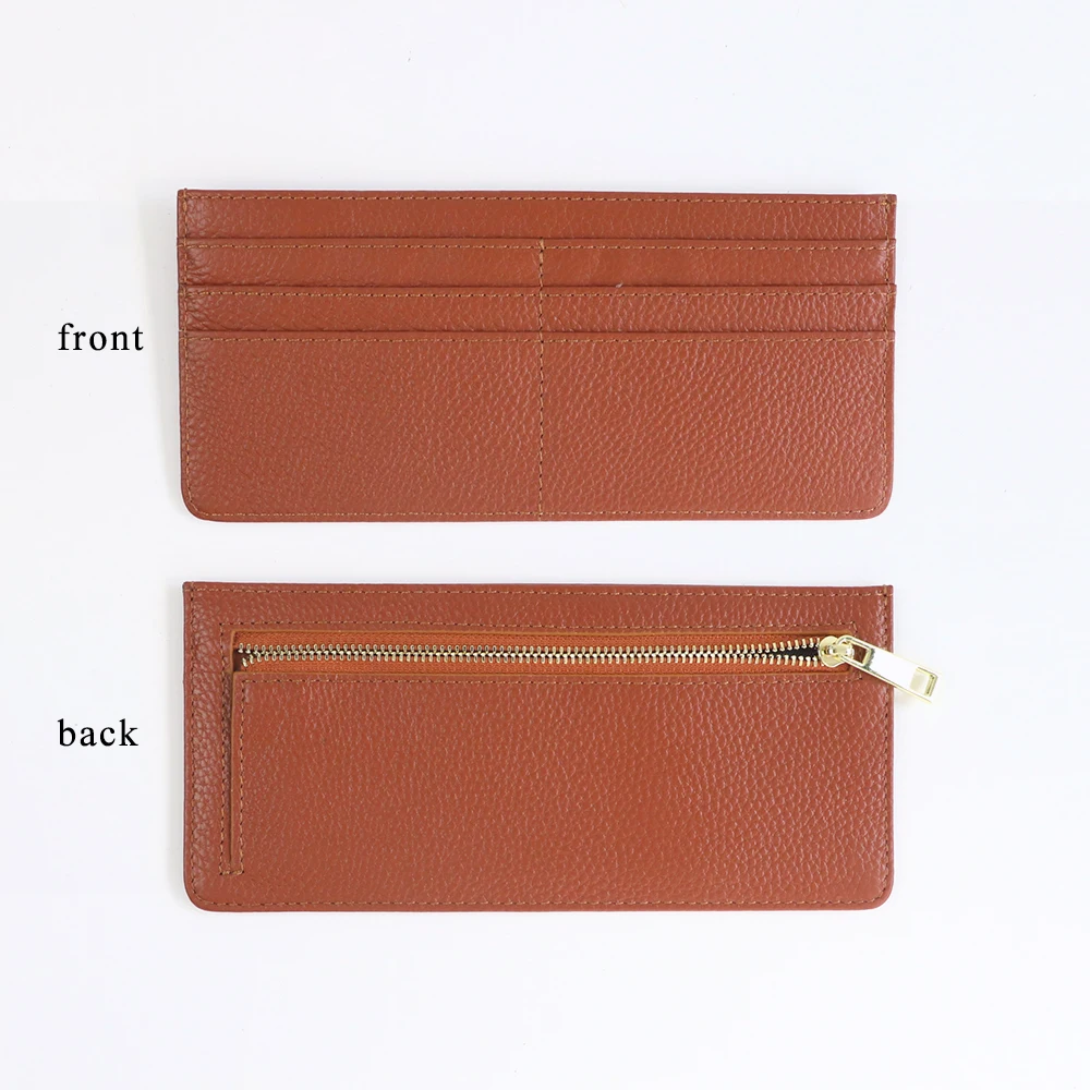 Elegant Genuine Leather Multi-Slot Card Case Wallet - Ultra-Thin Design with Premium Zipper