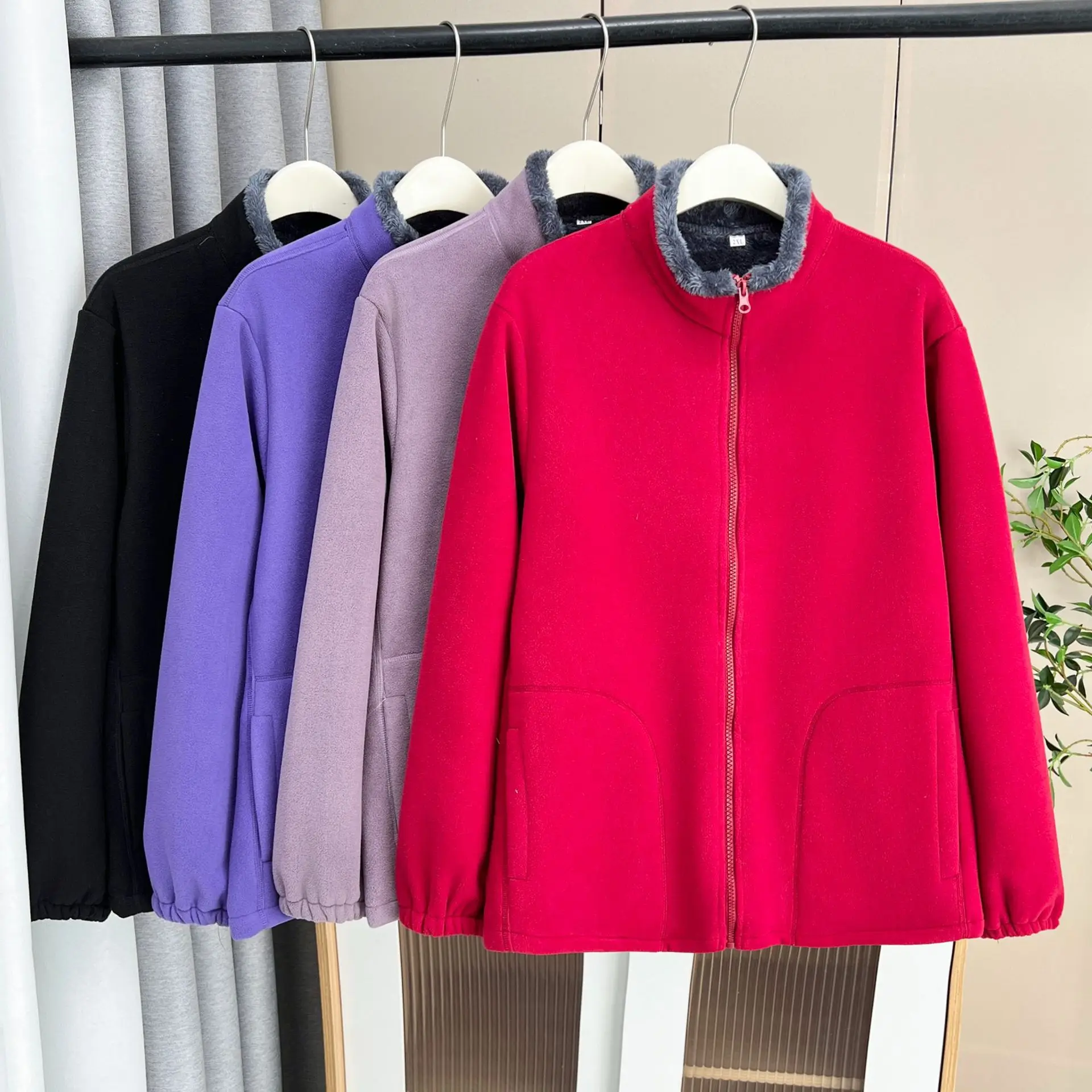 XXXXXL Fashion Plus Size Women's Coat 2025 Winter New Simple Fleece Stand Up Collar Jacket Warm Inner Outerwear 350