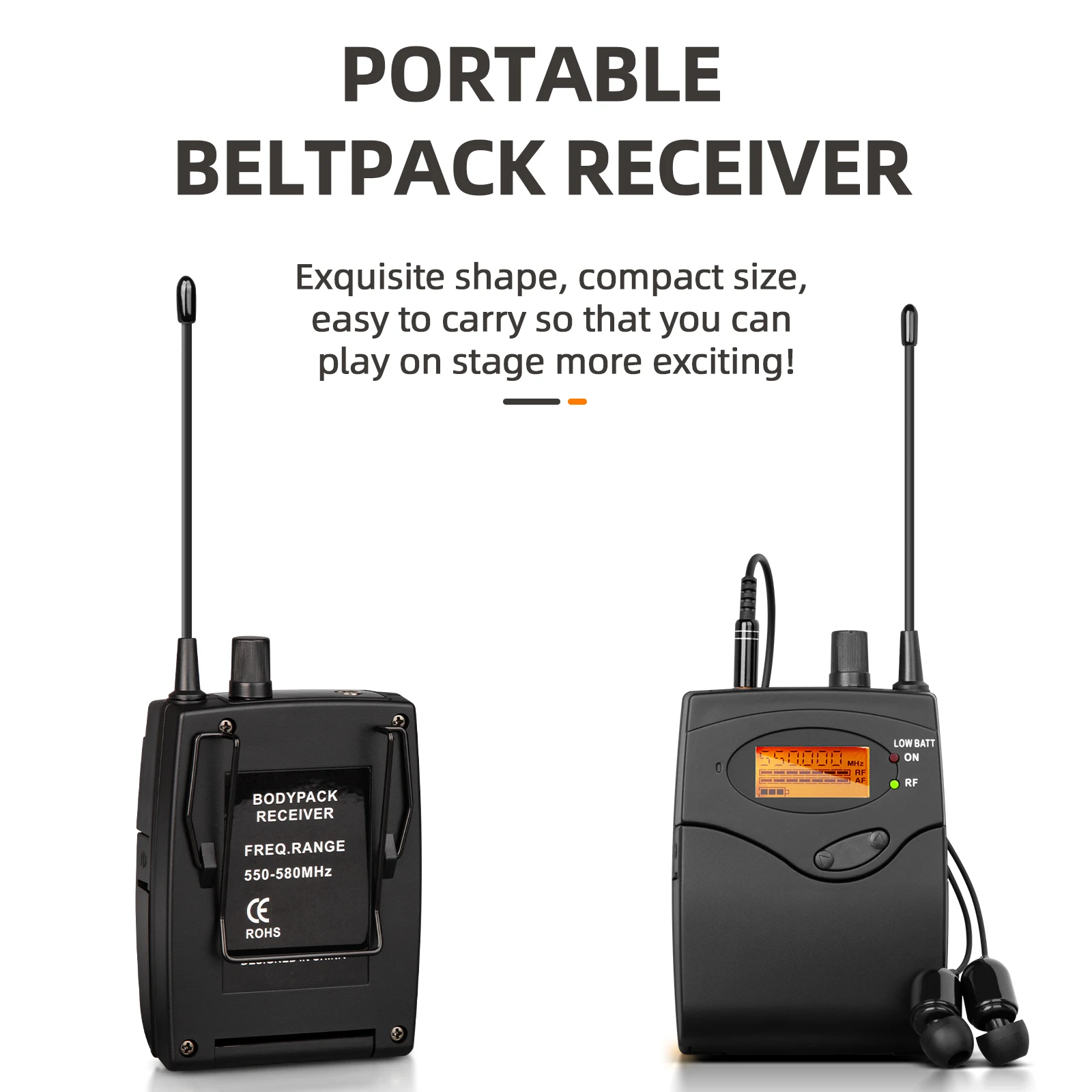 Depusheng TX2 Wireless Ear Monitor System 2 Channel 2 Bodypack Monitor with in Earphone Wireless Type for Stage or Studio,wireless in ear monitor