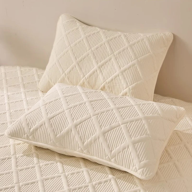 

A Pair Of Quilted Pillowcases Cotton Standard Envelope Anti Scalp Oil Bedding Pure Pillows Case Ultra Soft Sleep Pillow Cover