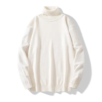 Autunno inverno uomo visone velluto dolcevita maglione Casual maglia Pullover bianco nero maglieria maglione manica lunga Pullover 1