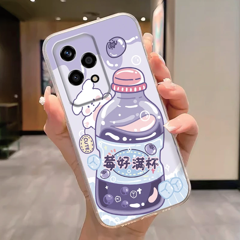 Floral Fashion Clear Silicone Phone Cover - Cute Cat Couple Design