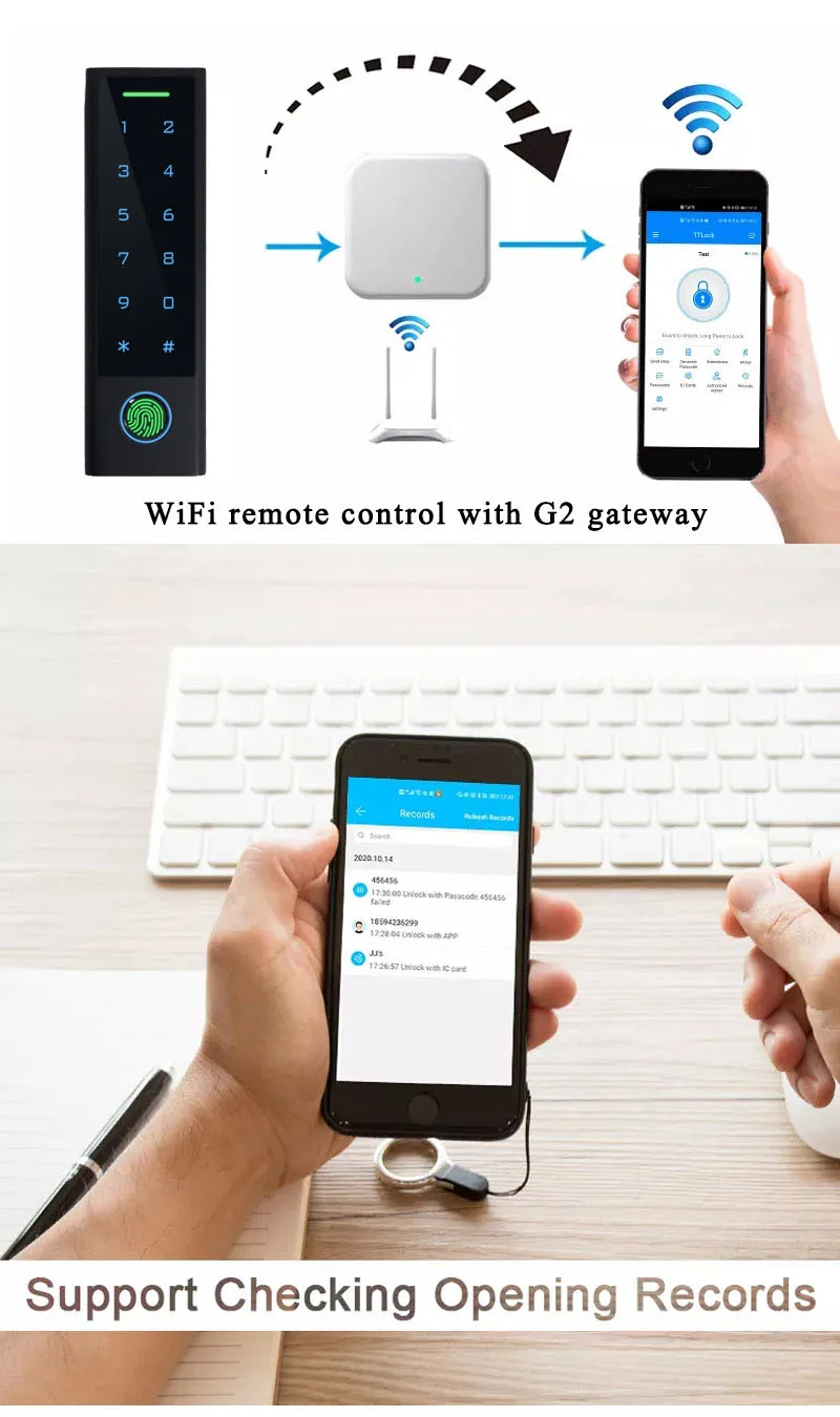 TTLOCK App Bluetooth RFID Fingerprint Access Control Keypad Smart Phone Entry Wa