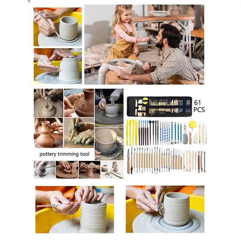 Pottery Clay Sculpting Tools Pottery Carving Tool Kit with Carrying Case Bags for Beginners Professionals Modeling DIY pottery sculpting tools clay sculpting tools pottery tools clay craft tool