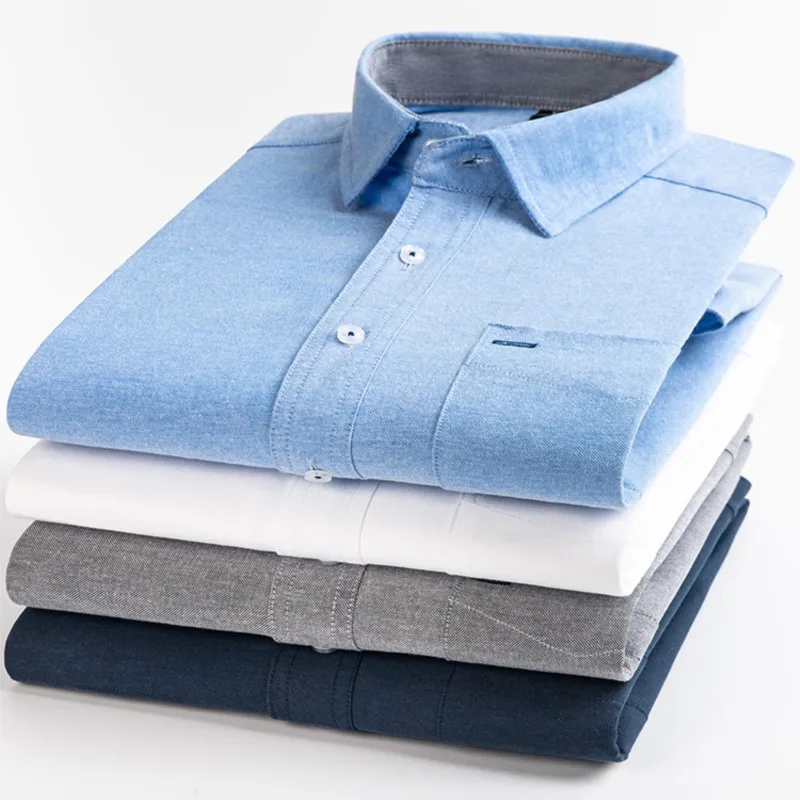 Business Oxford Woven Men's Casual Short-sleeved Cotton Loose Shirt Fashion Men's Short-sleeved Shirt Summer