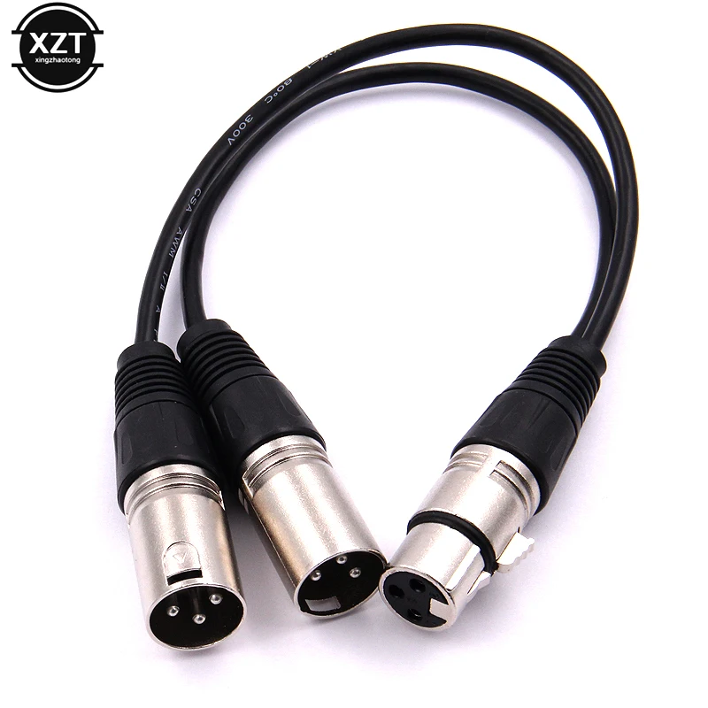 

3Pin XLR Female Jack to Dual 2 Male Plug Y Splitter 30cm Adapter Cable Wire for Amplifier Speaker Headphone Mixer
