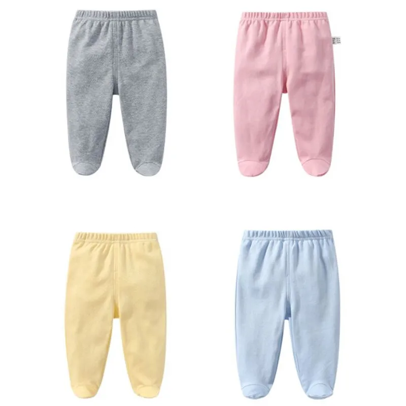 Cotton Newborn Baby Boy Girl Pants Solid Wrap Foot Long Trousers Casual Spring Autumn Toddler Leggings For Girls Boys 0-12Month 2