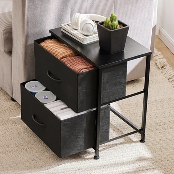 Fabric Drawer Nightstand Table 2