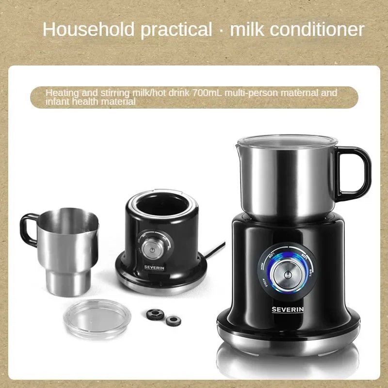Electric Milk Frother 700ML 304 Stainless Steel Double Mixing Head Hot & Cold Temperature Adjustment Hot Milk Home Milk Frother 2