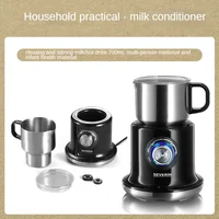 Electric Milk Frother 700ML 304 Stainless Steel Double Mixing Head Hot & Cold Temperature Adjustment Hot Milk Home Milk Frother 2