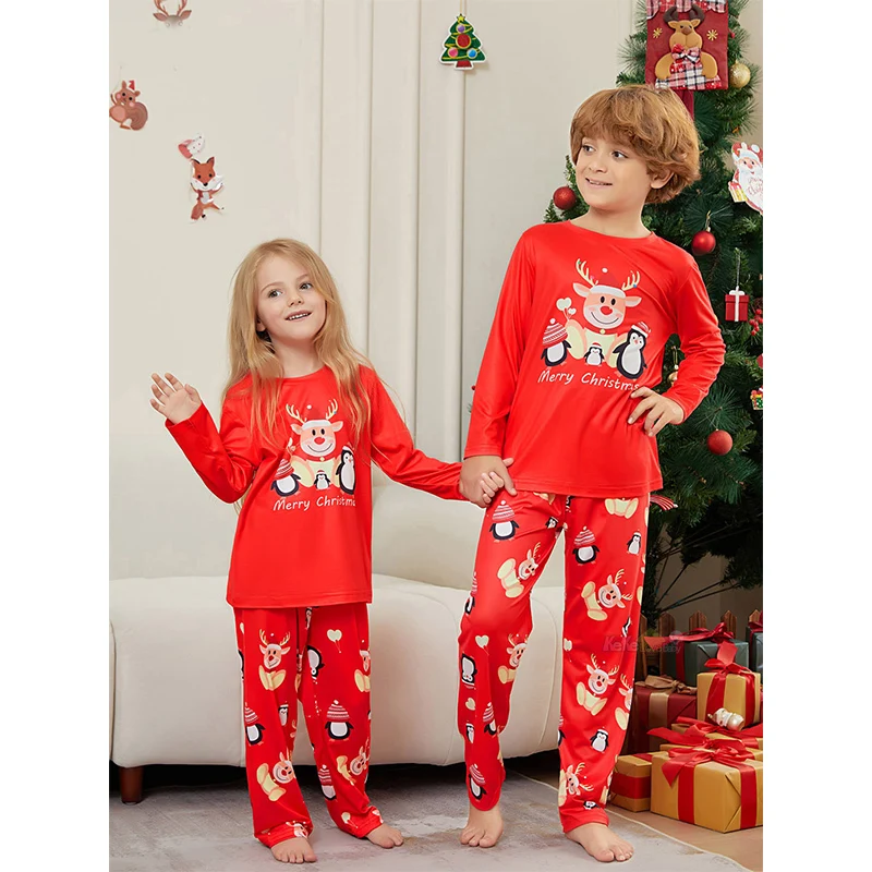 thumbnail image 5 of Nuevo conjunto de pijamas a juego para la familia de Navidad de 2025, ropa para adultos, mamá, papá, niños, traje de 2 piezas, mameluco para bebé, aspecto familiar navideño, 5 of 5