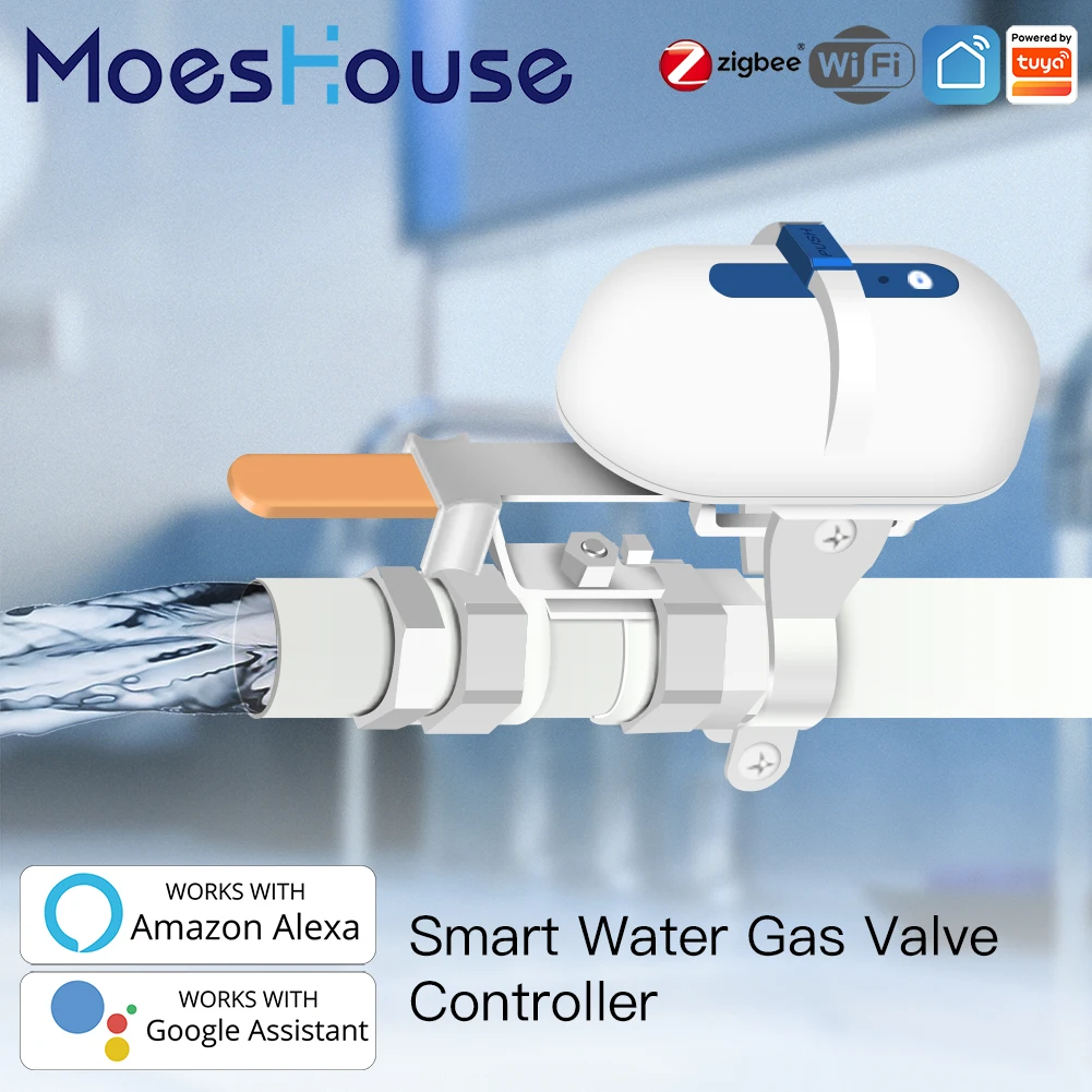 

MOES Tuya Smart WiFi/ZigBee Water Gas Pipeline Auto Shut OFF Valve Controller Smart Life APP Remote Control Alexa Google Home