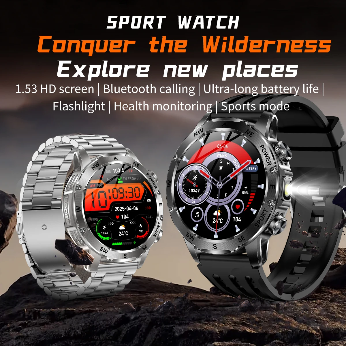 Smartwatch outdoor para hombre con brújula y linterna led_voghion.com