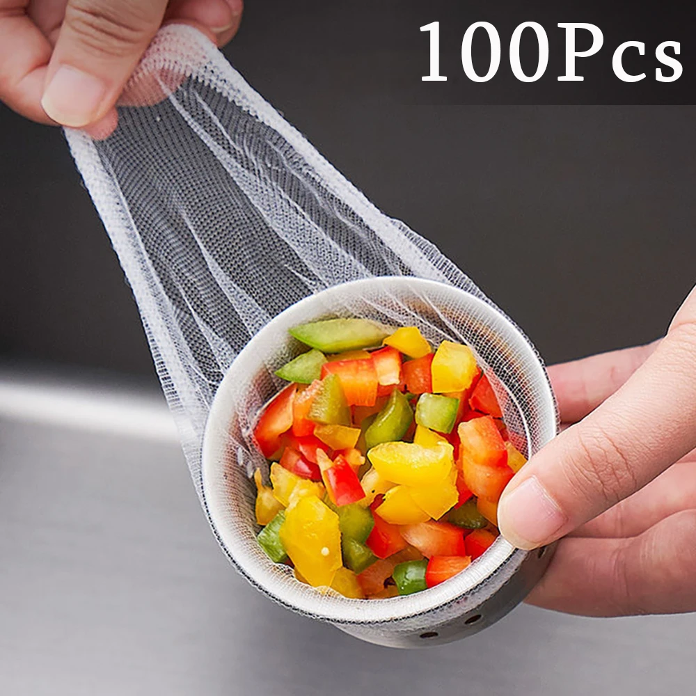 100/30Pcs Disposable Sink Filter Mesh Bags Anti-blocking Sink Strainer Sewer Garbage Bag Clean Strainer Net For Kitchen Bathroom