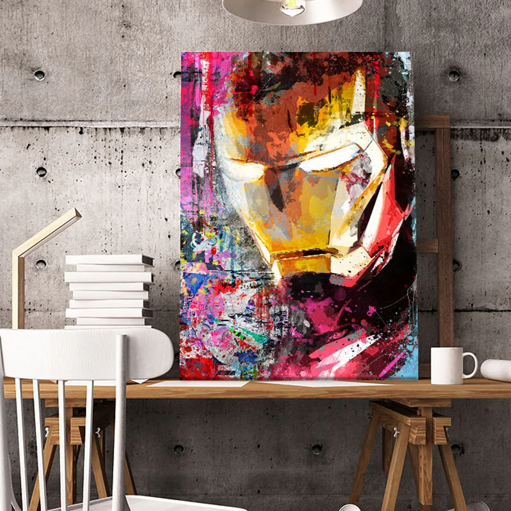 

Картина на холсте «Железный человек» с изображением диснеевских граффити, поп-арт, красочный постер, настенное искусство, домашний декор, картина для гостиной, спальни