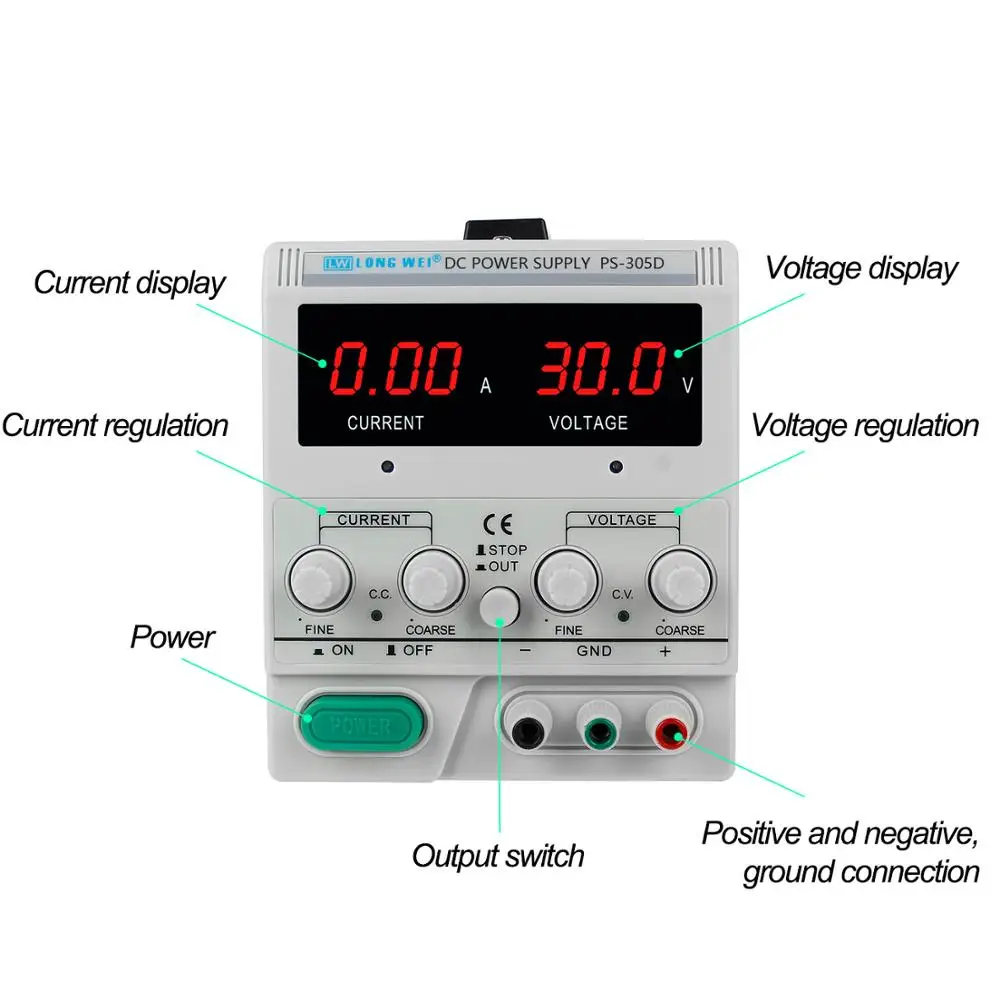 

Factory Sales LW PS-305D 30V 5A Variable LED Display Digital Adjustable Linear DC Regulated Power Supply For Testing Aging