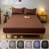 Cotton Fitted Sheet 90x200 160x200cm with Elastic Bands Non Slip Adjustable Mattress Covers for Single Double King Queen Bed 3