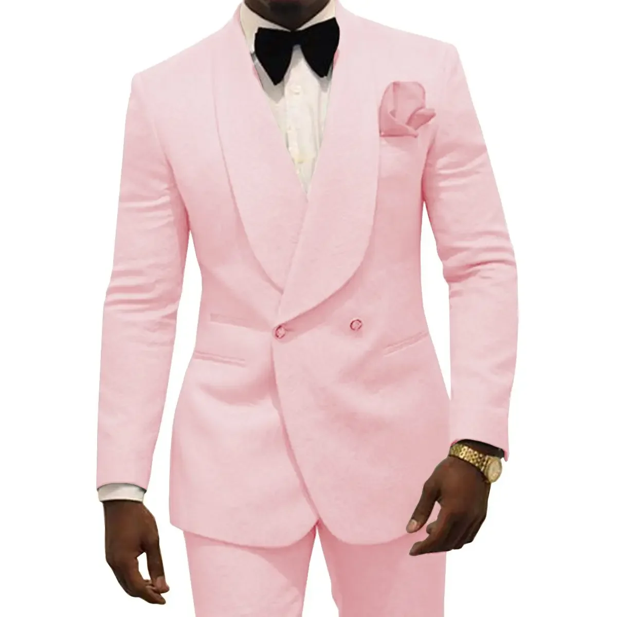 Men Suits Black Double Breasted Slim Jacquard Prom Dress Party Travel Blazer + Pants 4XL 5XL