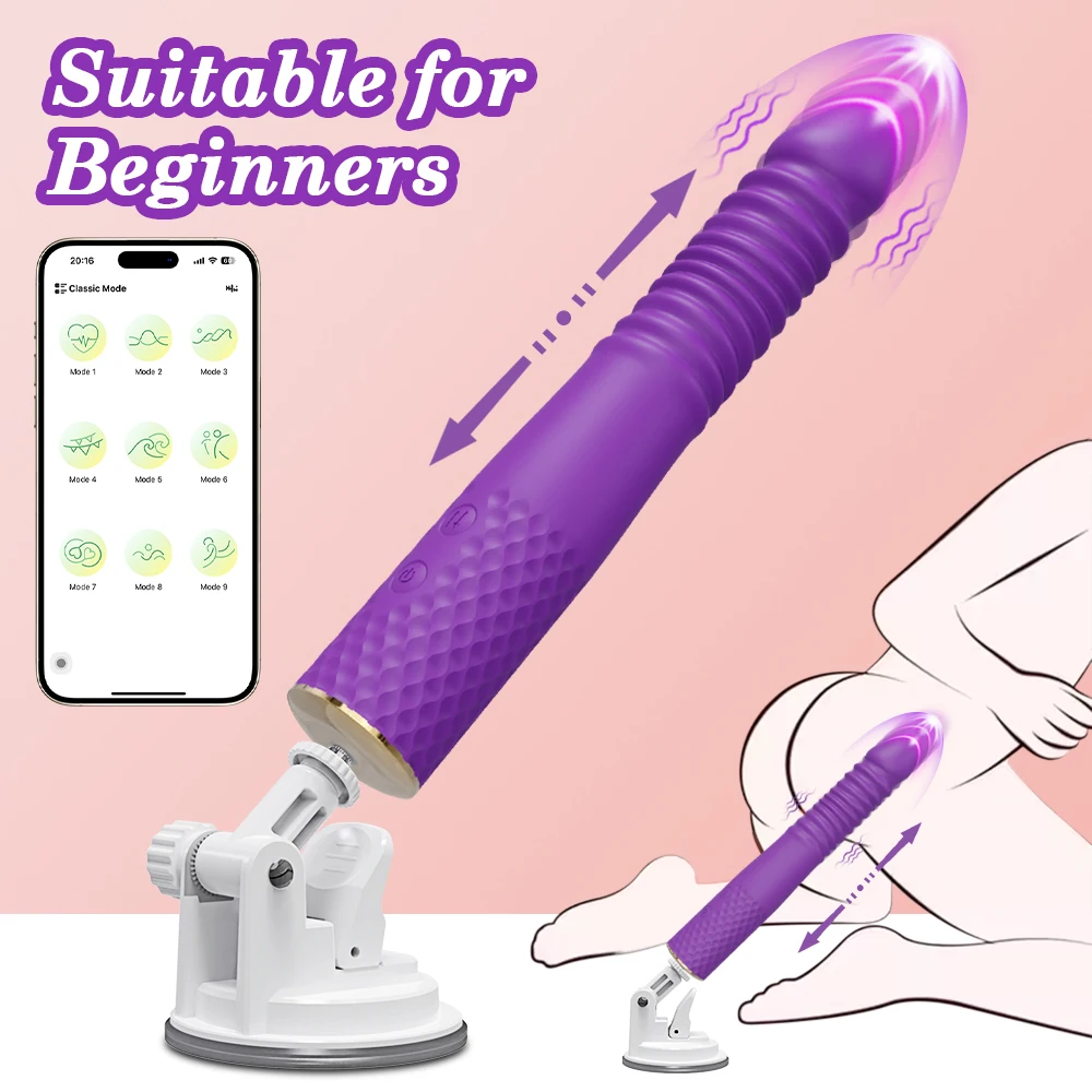 Automatischer Teleskop-Stoß, realistischer Dildo-Vibrator für Frauen, G-Punkt, Klitoris, Analstimulation, Sexmaschine, Sexspielzeug für Erwachsene, 18 1
