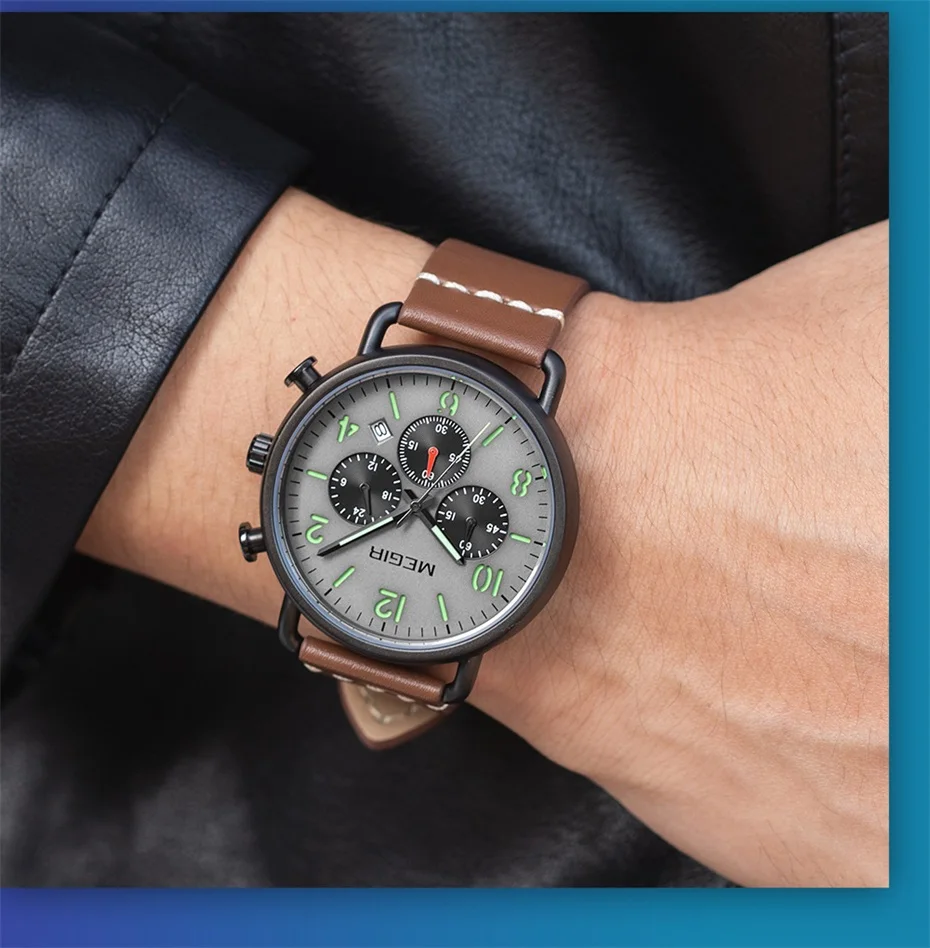 Herrenuhr, Luxus-Sport-Quarz-Armband, Stahlgeflecht, Business-Casual-Uhr mit Kalender, Lederband, Mann_voghion.com