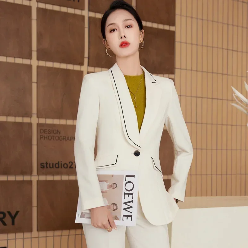 

Beige Women Suit Blazer Pants Or Skirt Female Spring Office Lady Business Work Wear Formal Casual Elegant Coat Prom Dress