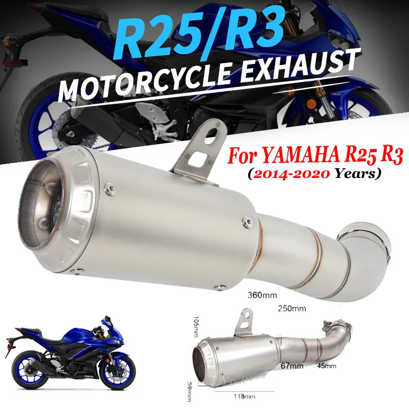 

Slip-On For YAMAHA YZF-R3 R3 R25 MT-03 MT03 MT-25 2014 - 2020 Motorcycle Exhaust Escape System Mid Link Pipe Connecting Muffler