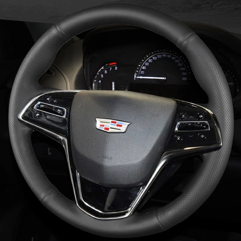 Custom Car Steering Wheel Braid Cover Genuine Leather 100 Fit For Cadillac Cts 20142016 Ats
