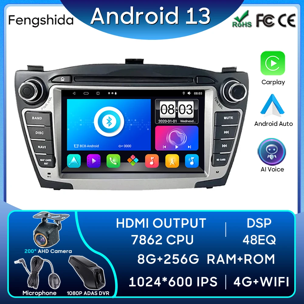 

For Hyundai Tucson IX35 2009-2015 Car Radio Carplay GPS Navigation Stereo Android Auto Video Screen Bluetooth 4G WiFi No 2din BT