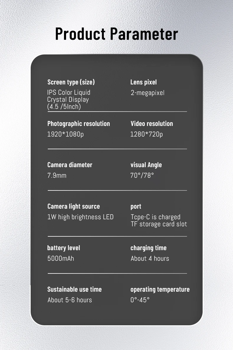 5-Zoll-IPS-Bildschirm 2MP 1080P Tris-Objektiv Seitenansicht Industrie-Endoskopkamera CMOS Endoskop Inspektion Otoskop Digitalmikroskop – Detail 17