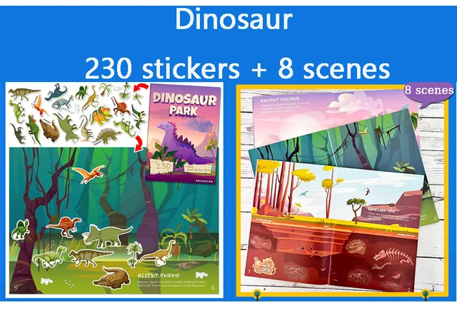 Dinosaur Park Stickers Book for Kids (Over 230+ Pcs), 8 Different Funny  Scenes, Activity Removable Stickers for Toddlers Kids School Educational