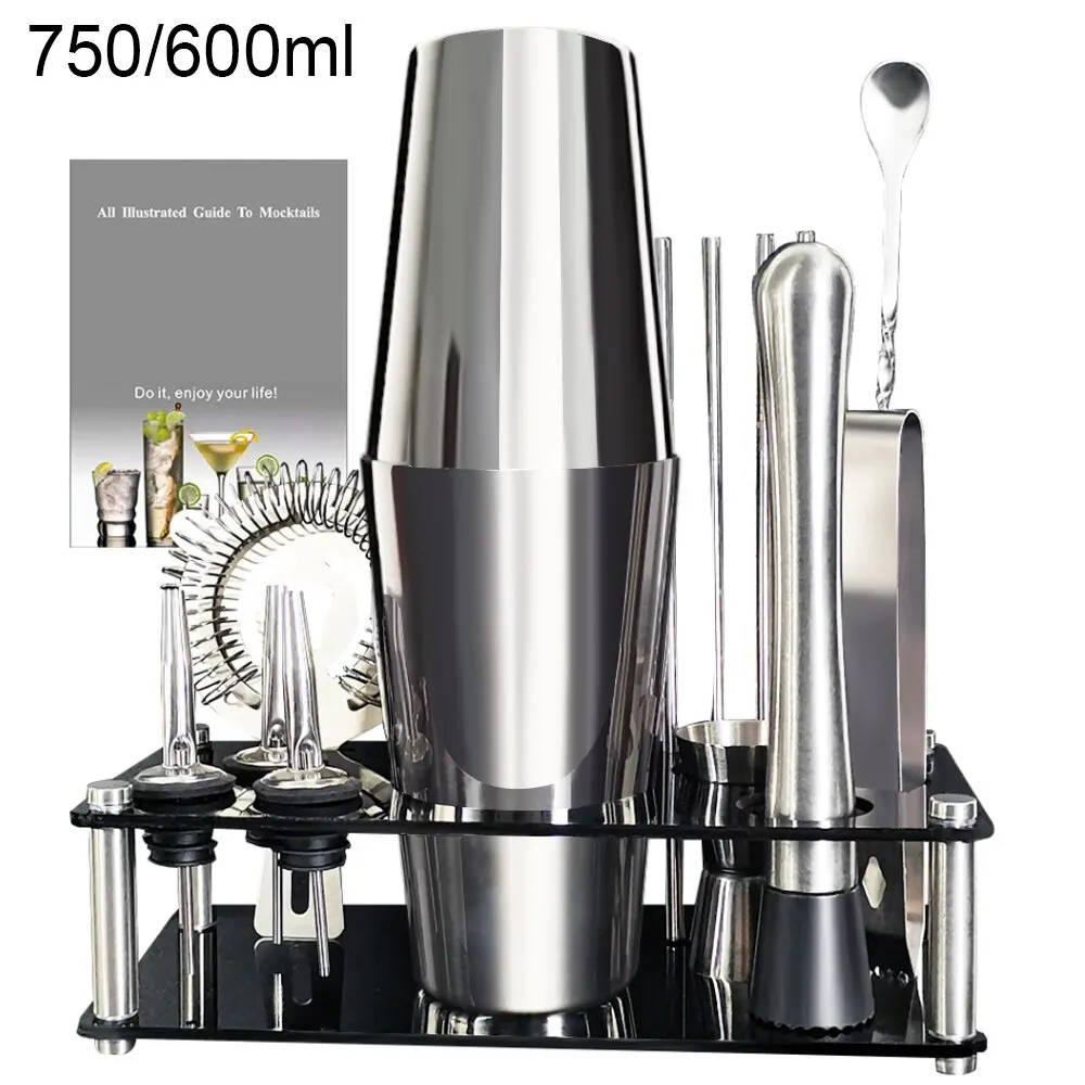 13-22 Stuks 750 ml 600 ml Boston Cocktail Shaker Bar Gereedschap Wijn Mixer Set Barman Cocktail Shaker Tool set met Houder