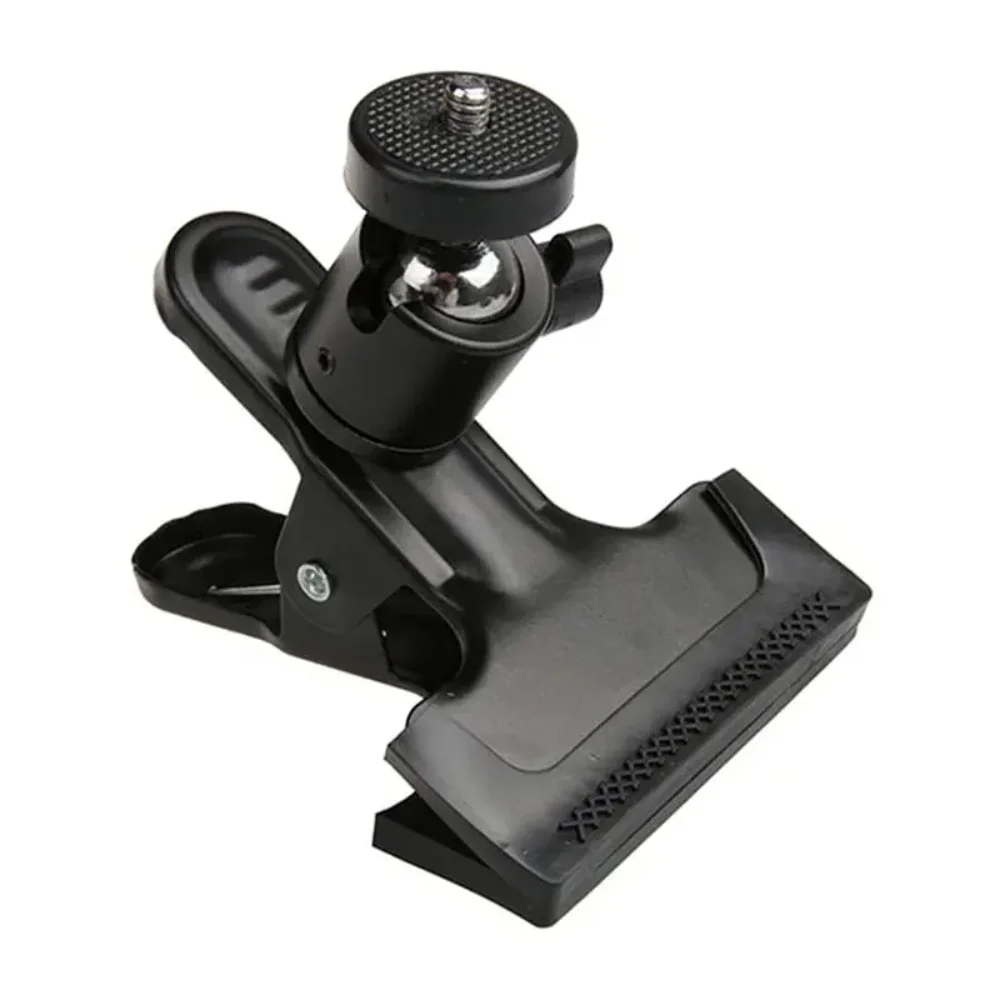 Metal Camera Clip Clamp Flash Holder Mount with 360 Swivel Photography Ball-Head 1/4" Threaded Screw for Camera Tripod SLR DSLR