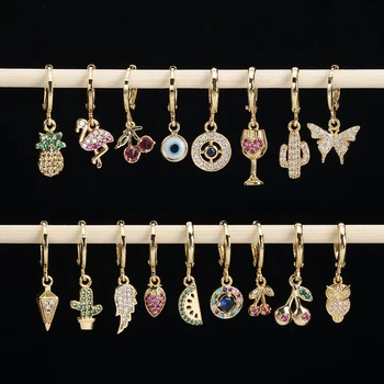 1Piece Fruit Ice Cream Dangle Earrings for Women Jewelry Stainless Steel Eye Cherry Long Hanging Earrings for Teens - Thumbnail 3