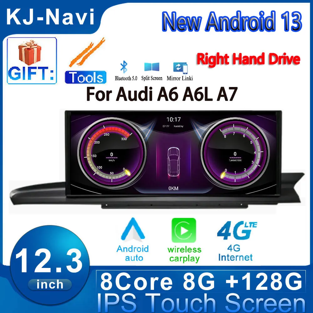 

RHD 12.3" Android 13 IPS Screen 4G For Audi A6 A6L A7 2012 - 2019 Car Accessories Carplay Monitor Multimedia Auto Radio Player