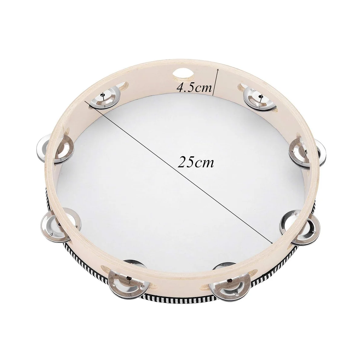 Tambourine for Adults 10 Inch Hand Held Drum Bell Birch Metal Jingles Percussion Gift Musical Educational Instrument musical percussion instruments