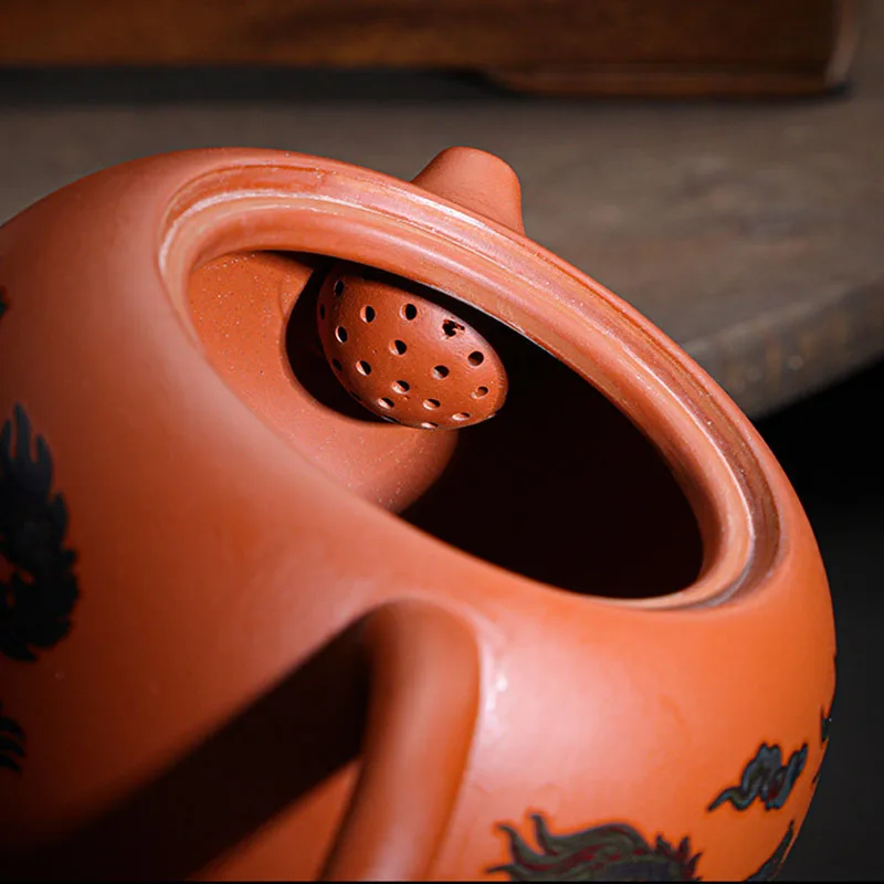 Chinese Style Teapot Change Color When Exposed To Heat, Purple Mud, Kung Fu Household, Pure Handmade, 350ML, Xishi Tea Pots, 1Pc
